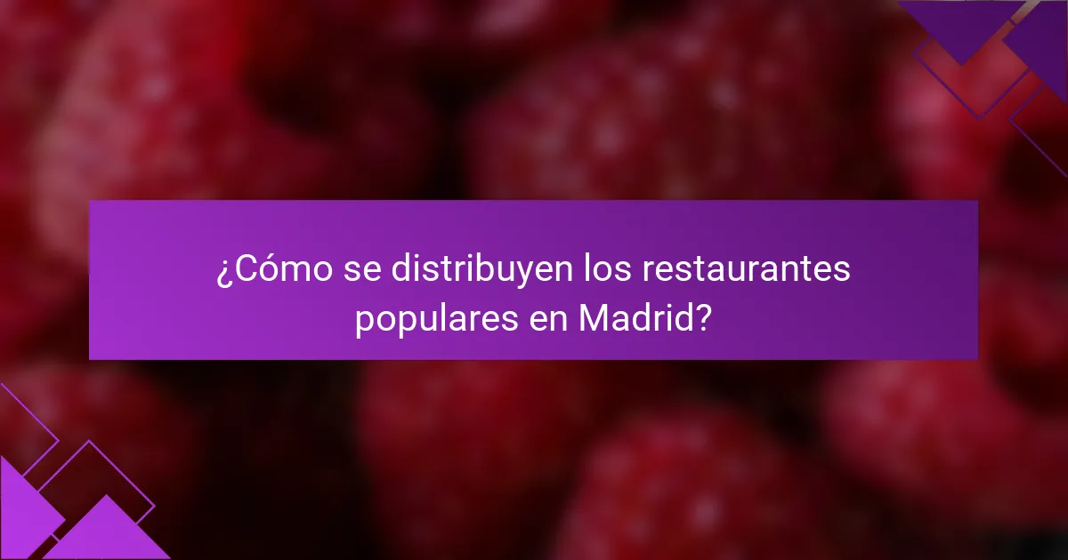 ¿Cómo se distribuyen los restaurantes populares en Madrid?
