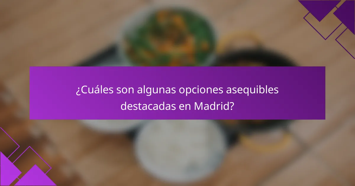 ¿Cuáles son algunas opciones asequibles destacadas en Madrid?
