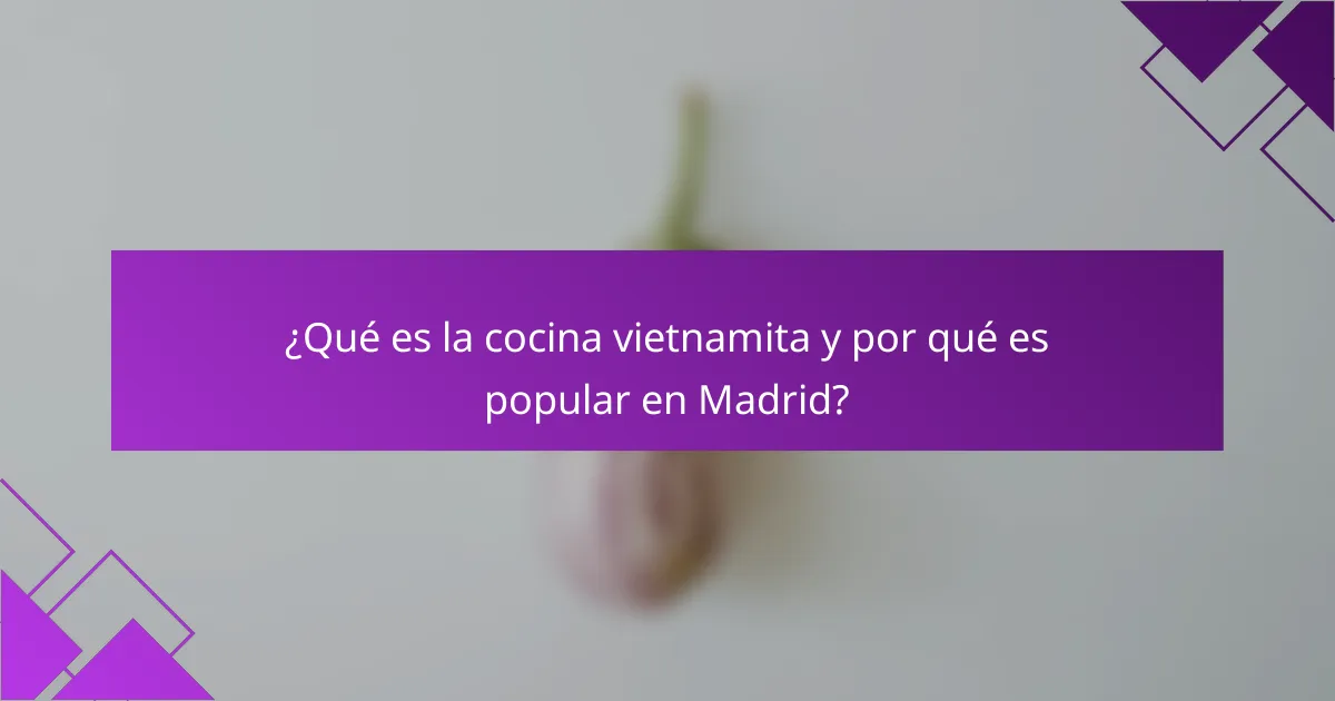 ¿Qué es la cocina vietnamita y por qué es popular en Madrid?