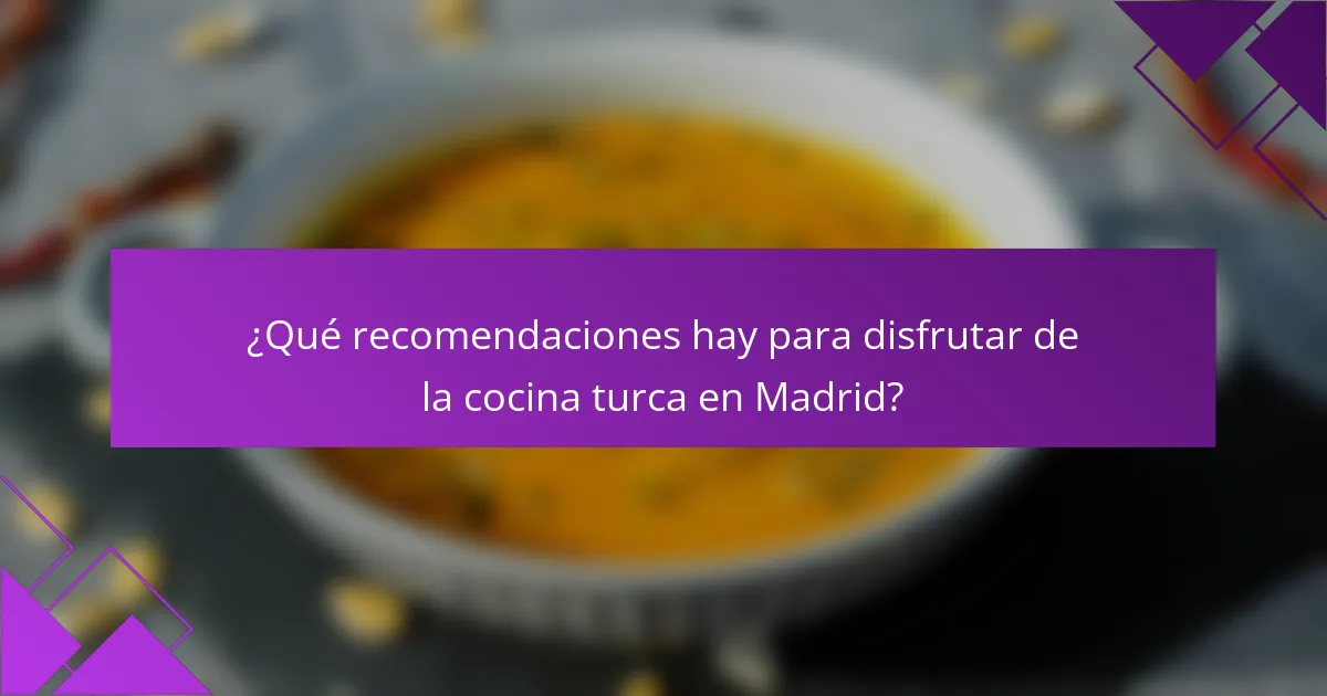 ¿Qué recomendaciones hay para disfrutar de la cocina turca en Madrid?